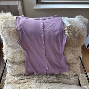 Lavender Sleeveless Button-Back Top